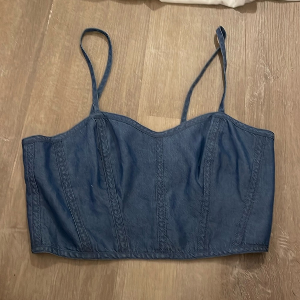 Zac Posen French Blue Crop Top